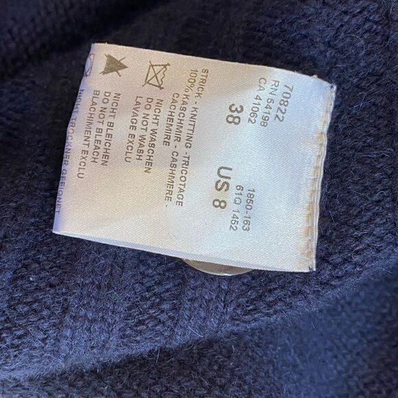 sonia BOGNER Navy blue overlay embroidery long après-ski cardigan -size 8 - Picture 12 of 12